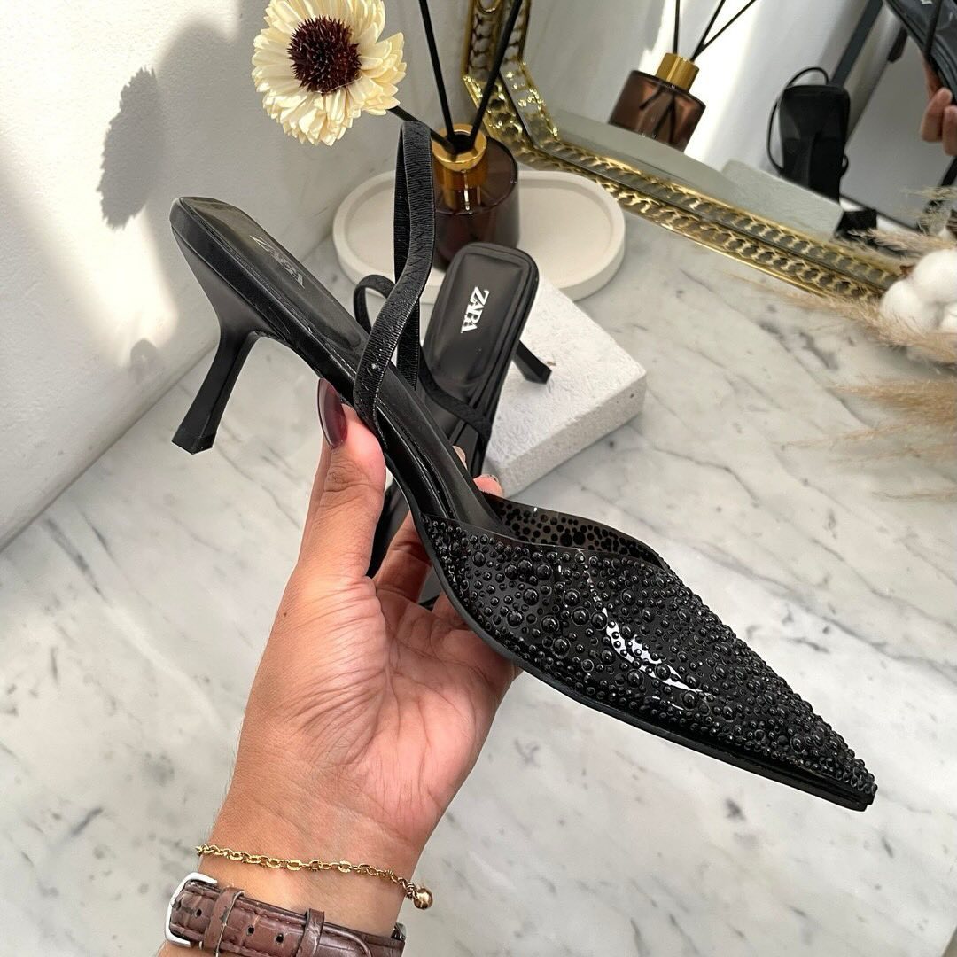 Elegant Slingback Heels with Faux Pearl Accent and 7cm Pointed Toe
