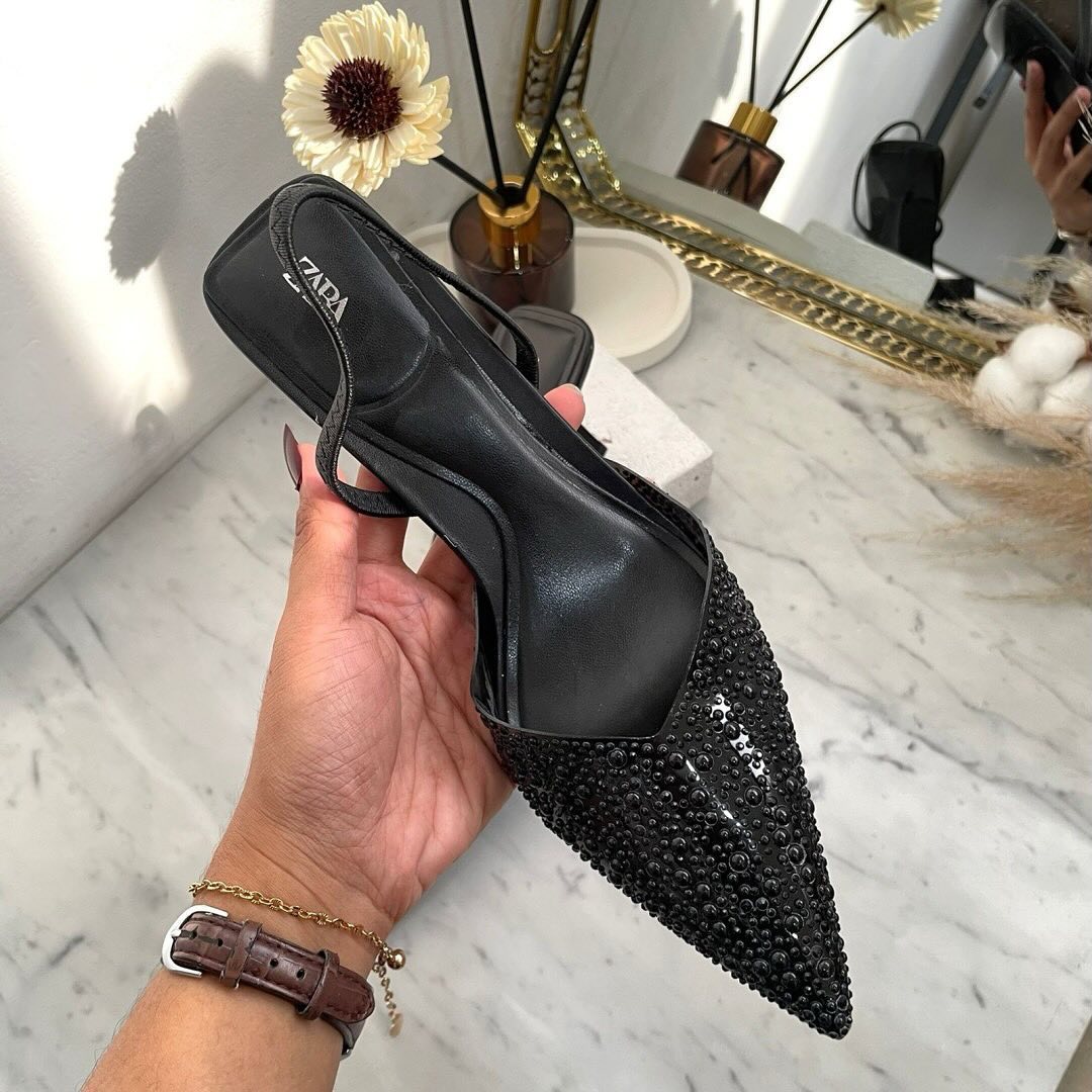 Elegant Slingback Heels with Faux Pearl Accent and 7cm Pointed Toe