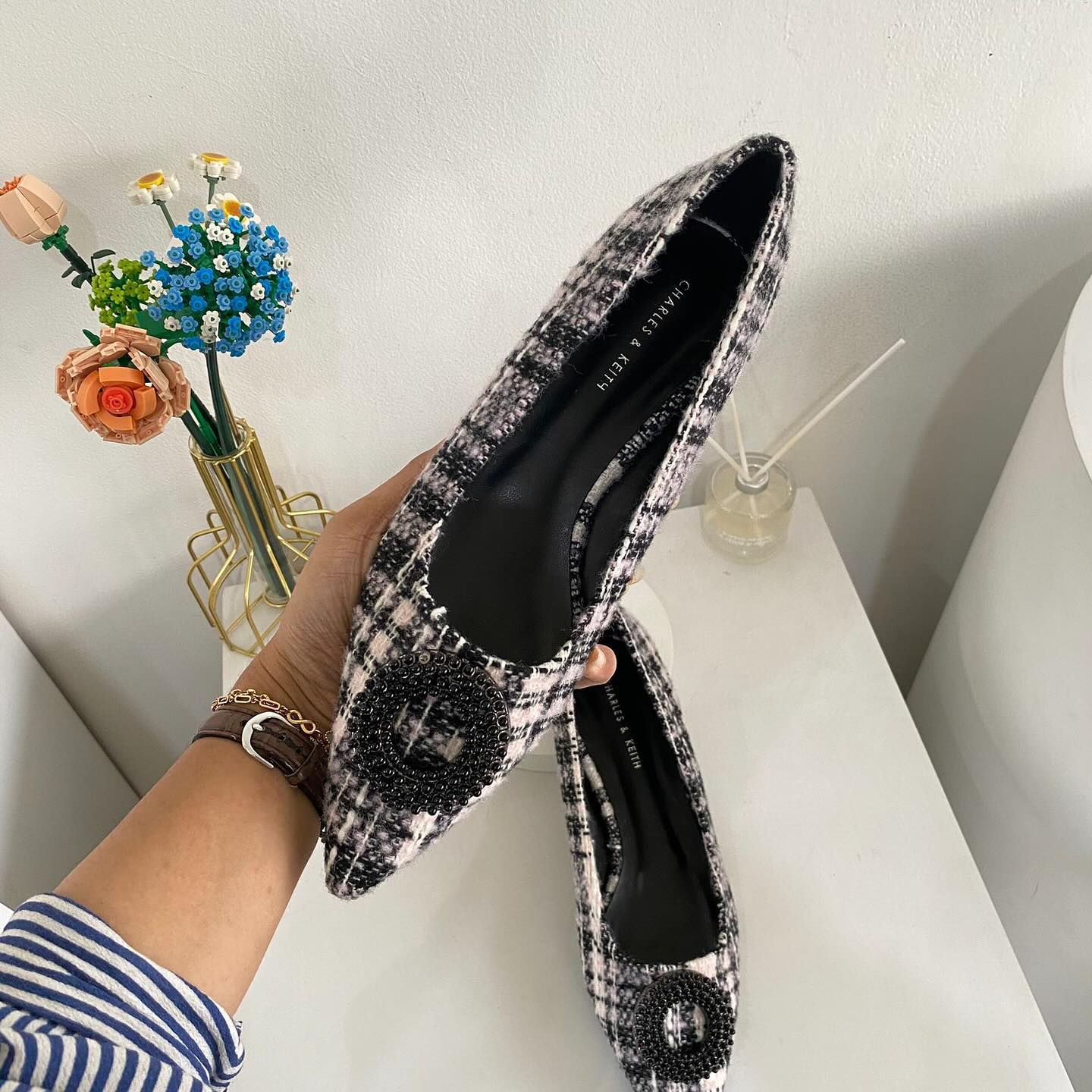New Spring Mules Linen Material with oval-buckle straps complement low-blocked heels (Copy)
