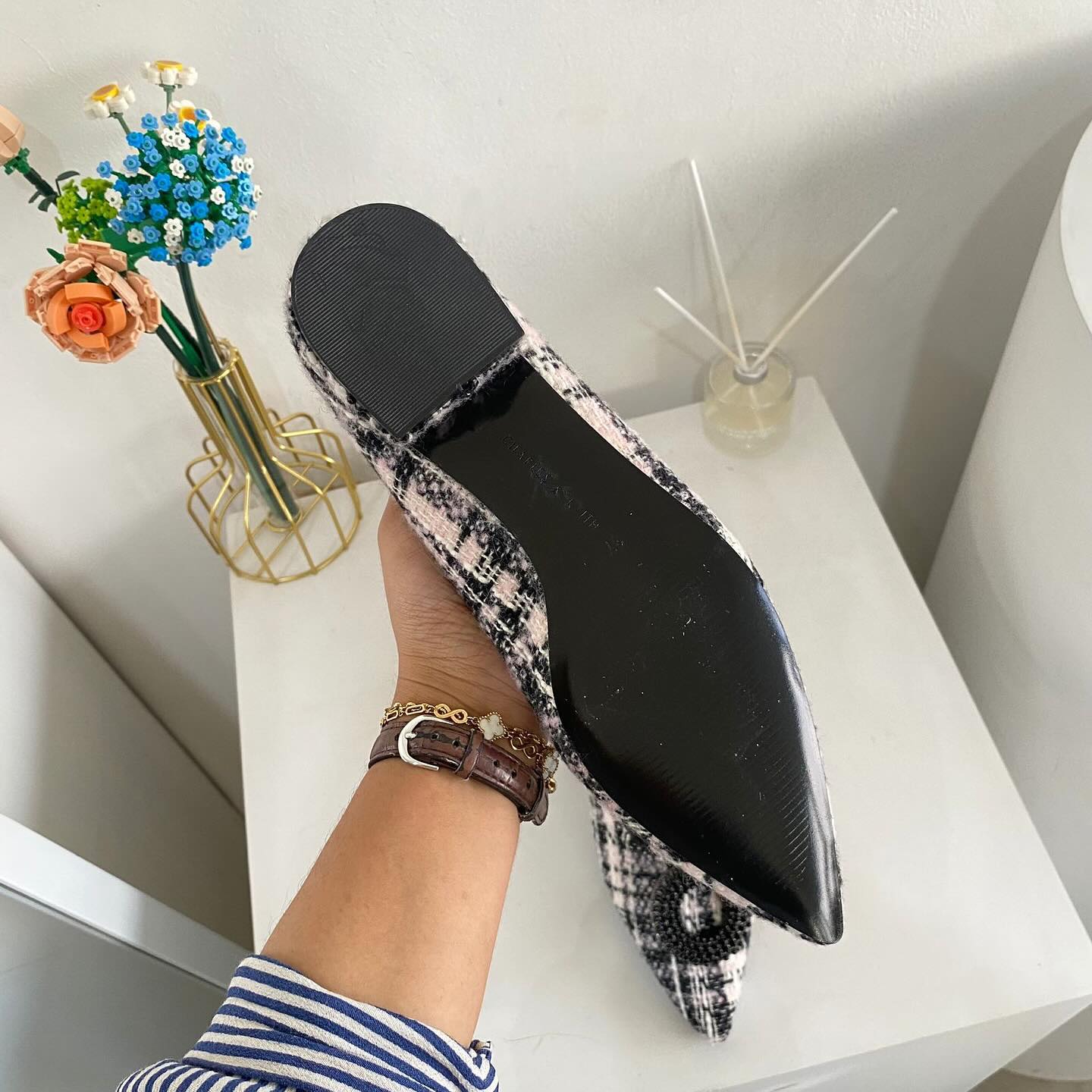 New Spring Mules Linen Material with oval-buckle straps complement low-blocked heels (Copy)