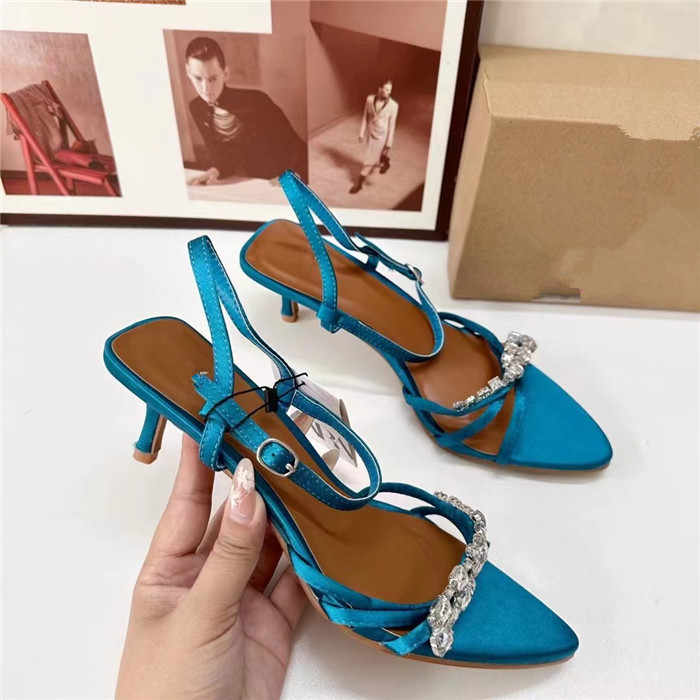 new 2024 autumn pointed cross strap rhinestone ankle straps buckle open toe high heels sandals