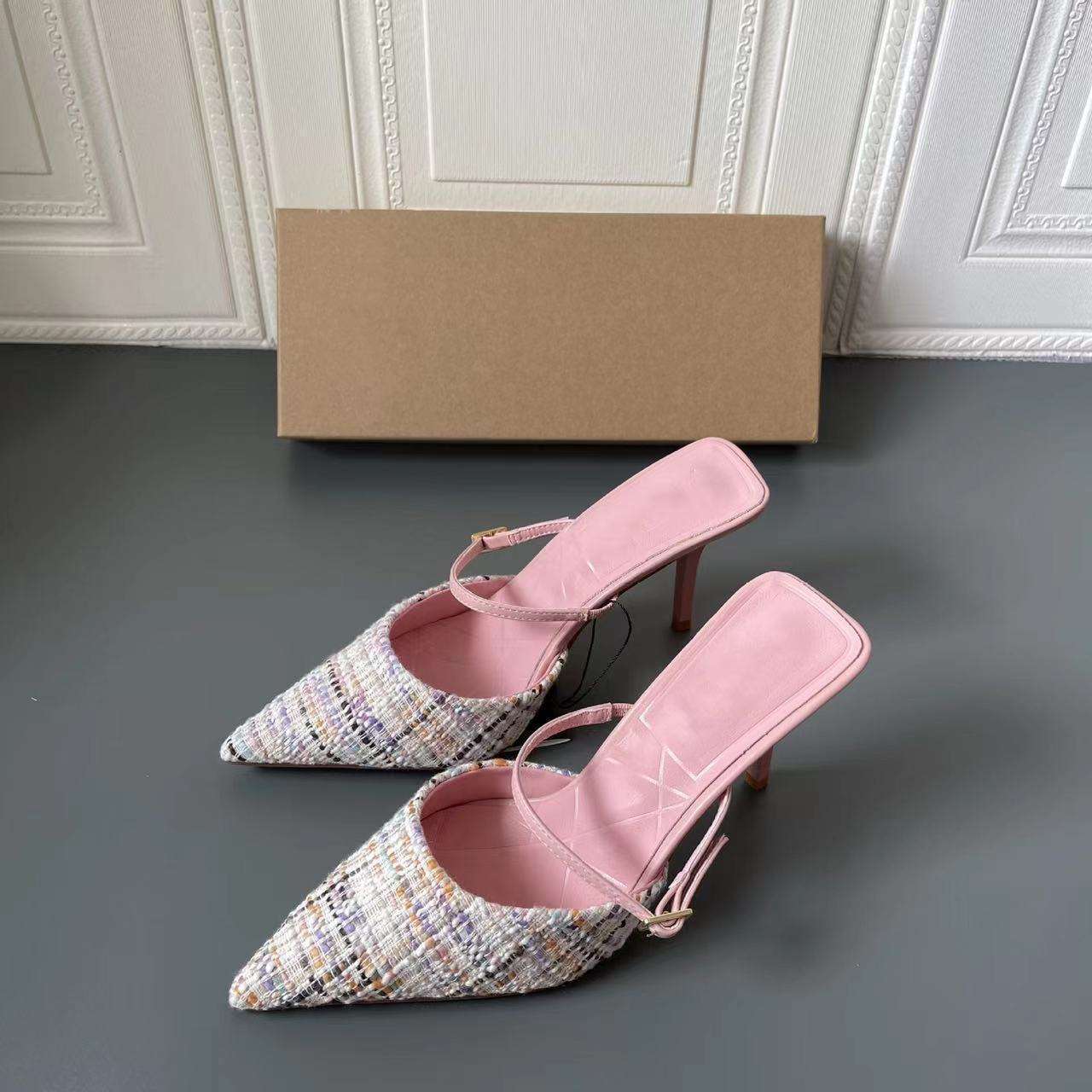Designer summer lattice sandals high heels luxury femmes fashion slipper