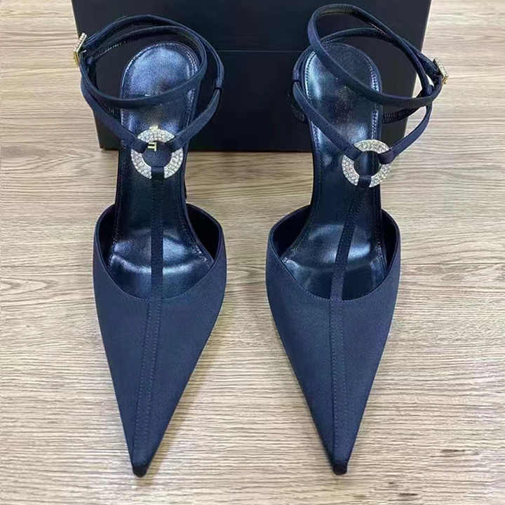 High heel shoes for women pointed toe fashon Rhinestone pointed stiletto sandals