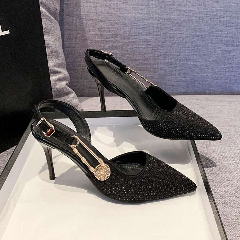 New Slim High Heel Hollow Sandals Sexy Rhinestone Women's High Heels