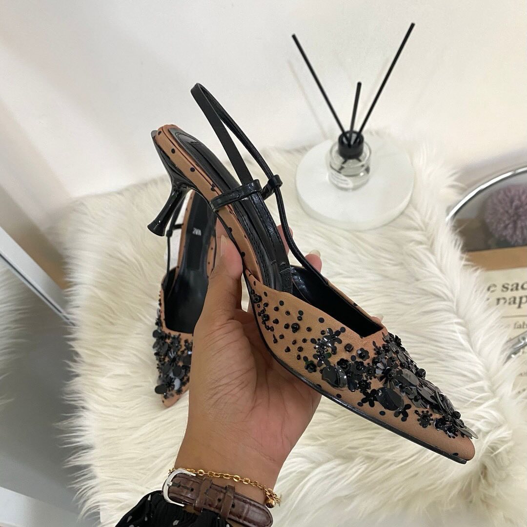 Premium Bahan Sequin x Satine Women Heel Sandals