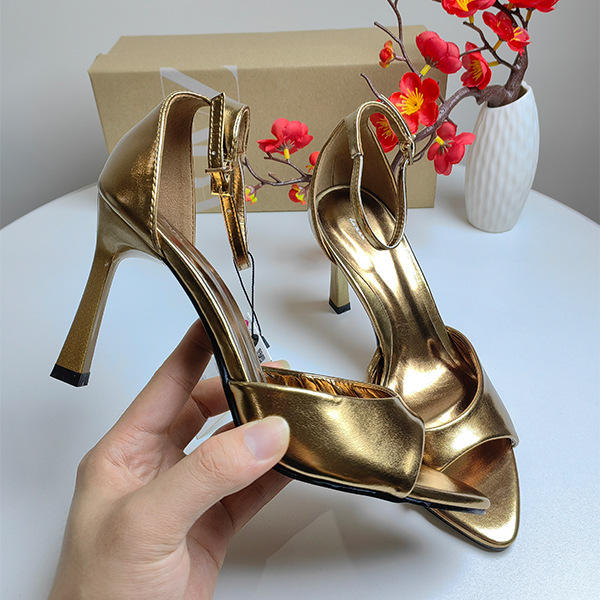 Gold Sandals Sexy Thin High Heels Lady party Dress Heeled Sandals