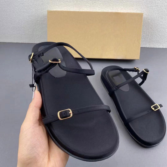 Summer Flat Black Outdoor Casual Thick soled casual sandals