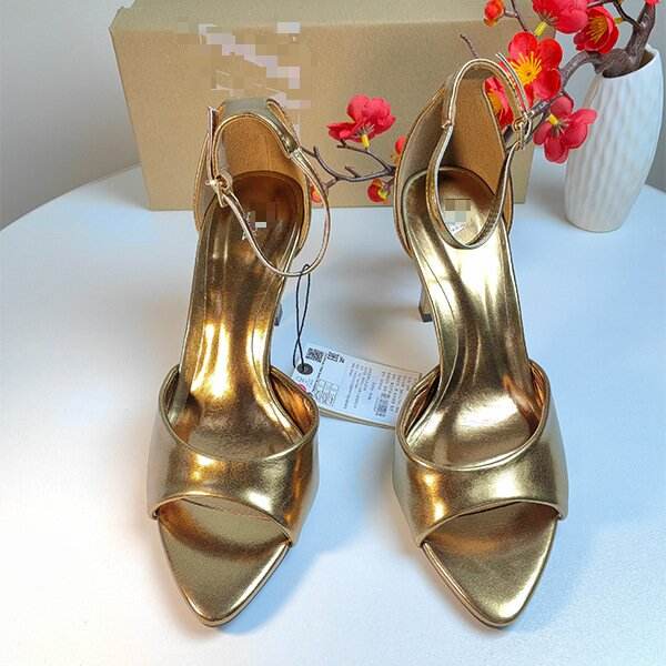 Gold Sandals Sexy Thin High Heels Lady party Dress Heeled Sandals